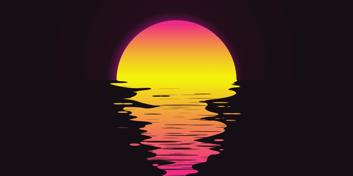 Sunset on a black background