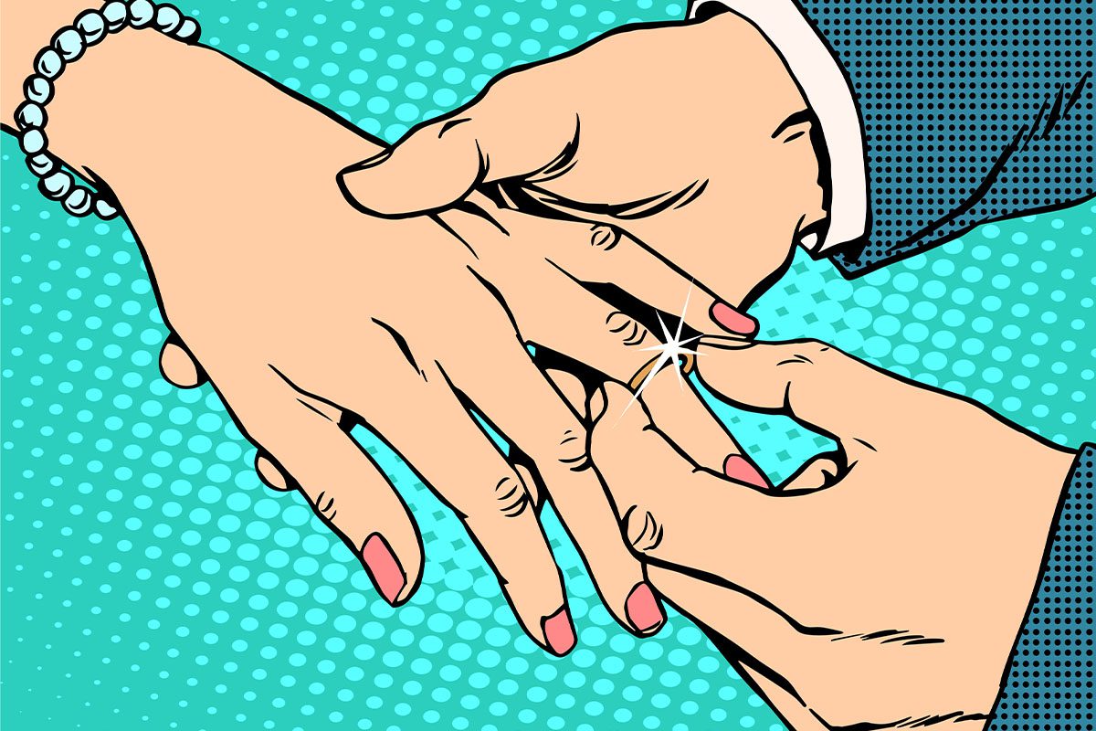 Wedding ring exchange illustration