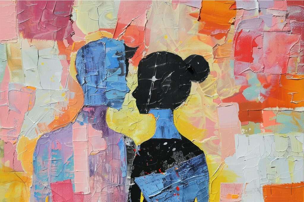 Abstract painting of a couple