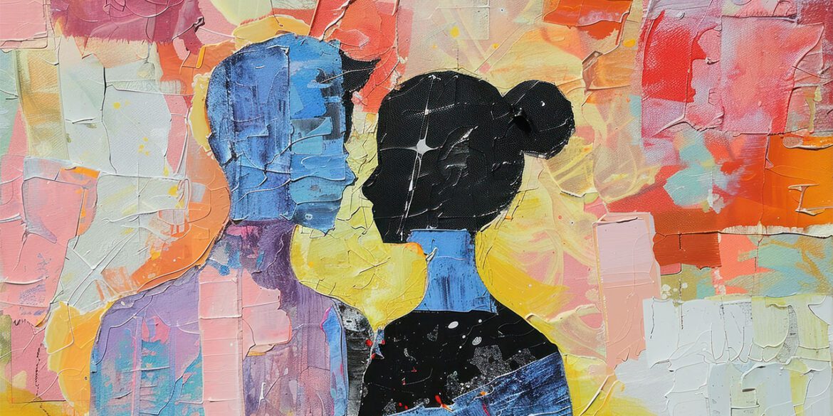 Abstract painting of a couple