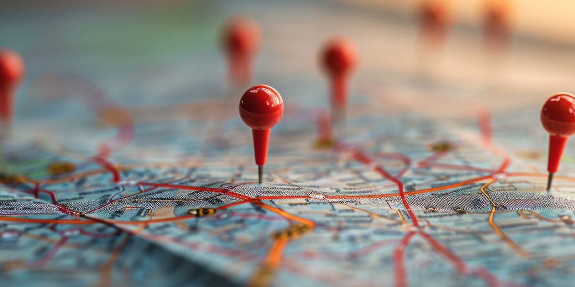 Pins on a map