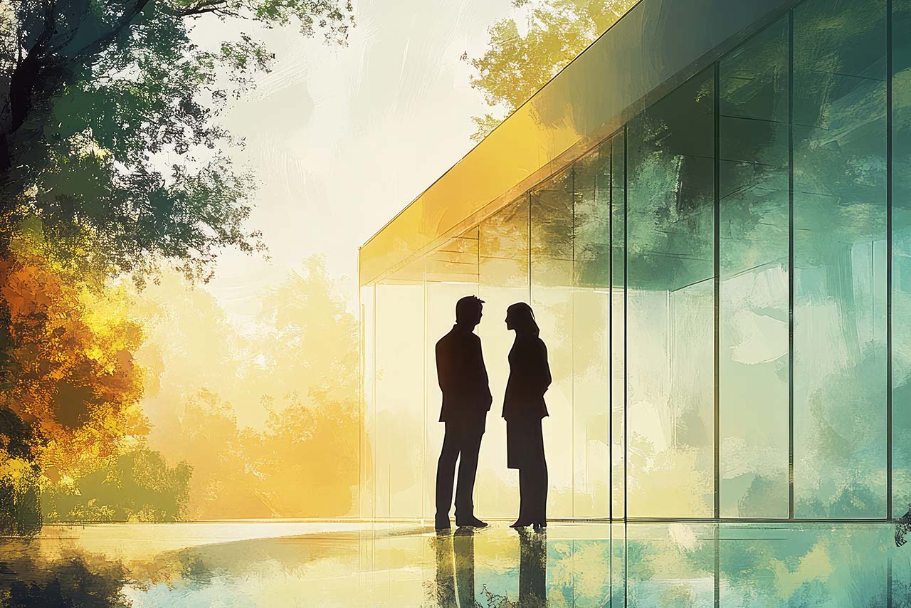 Couple talking about buying a home