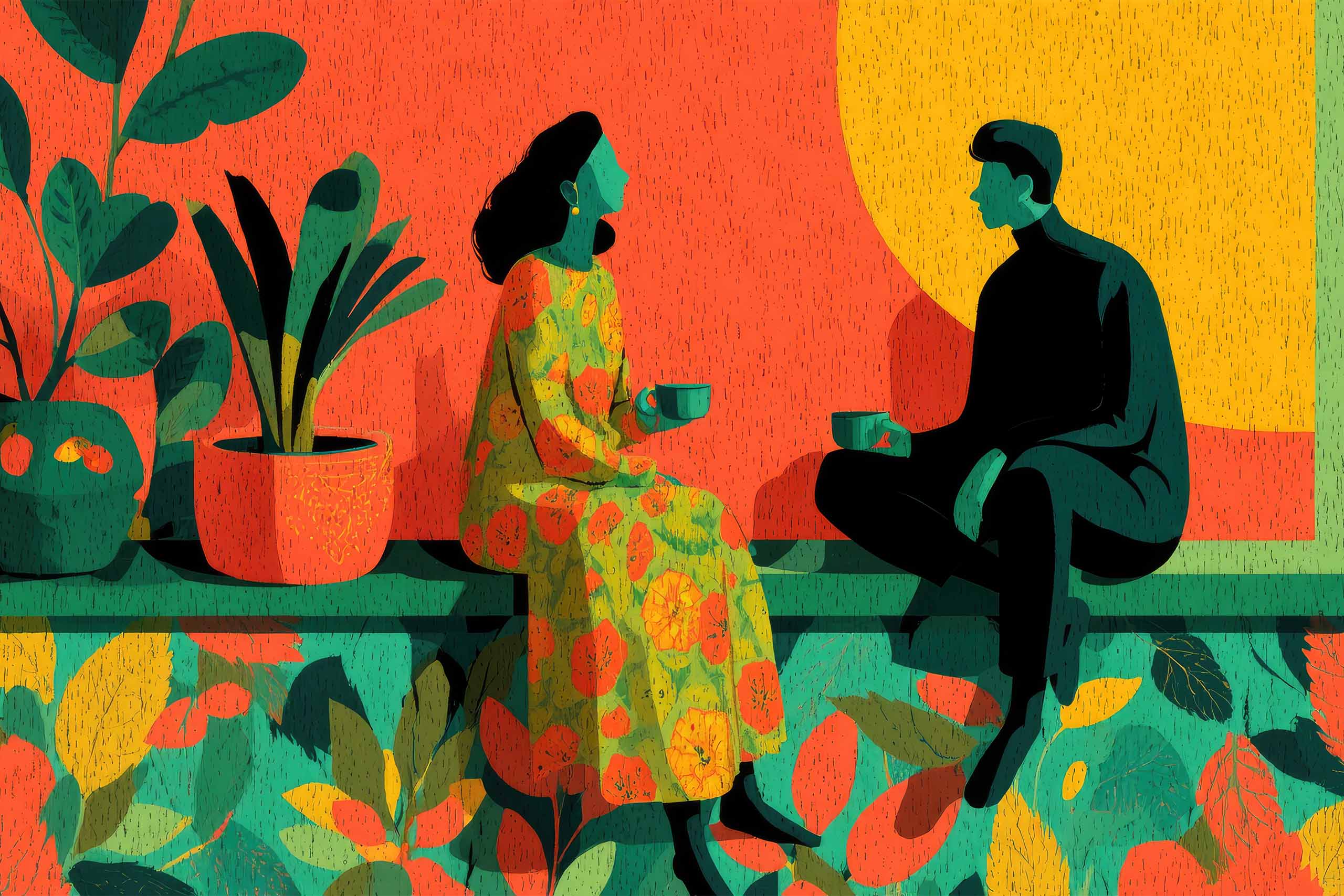 Couple talking in their home