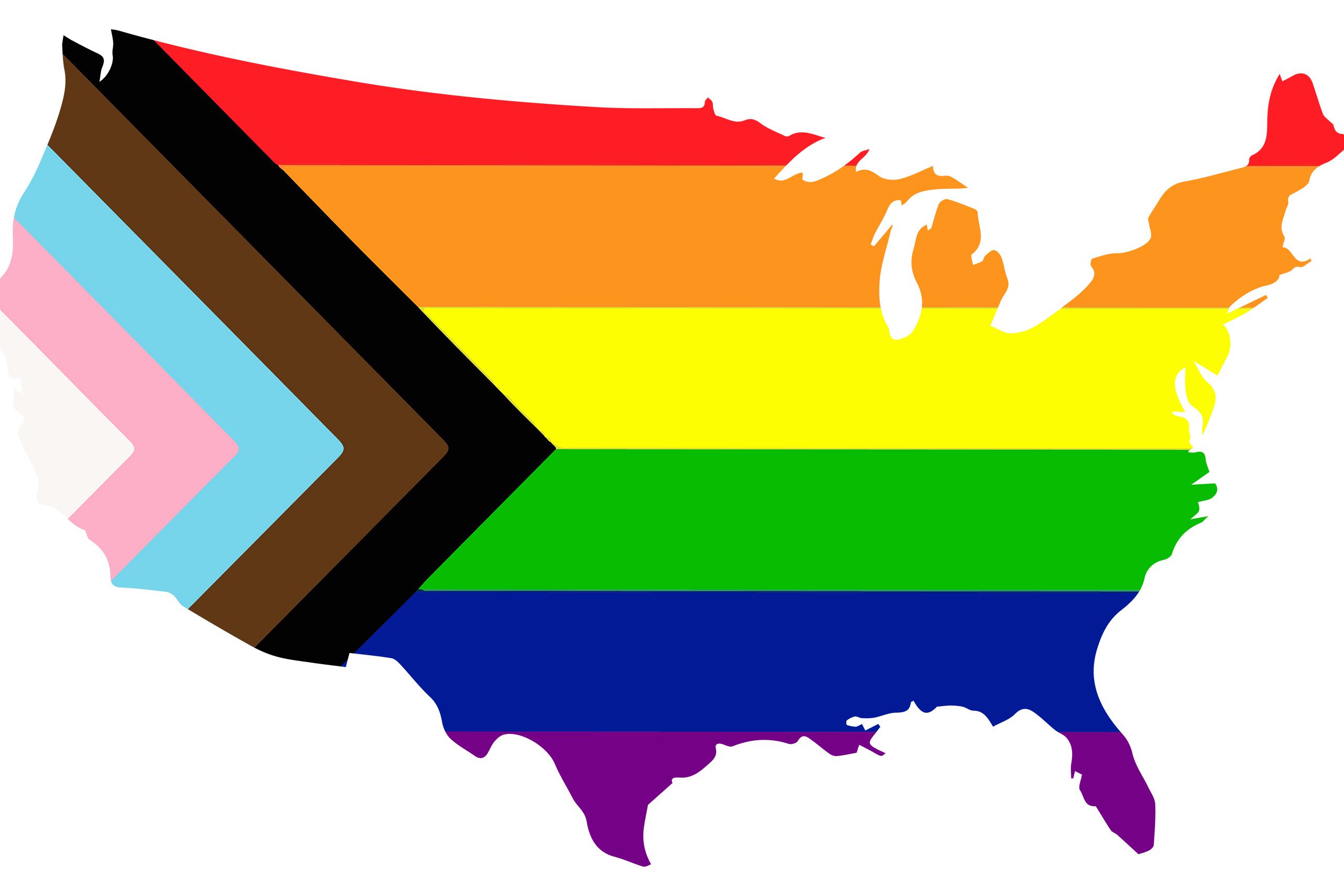 Pride flag over America