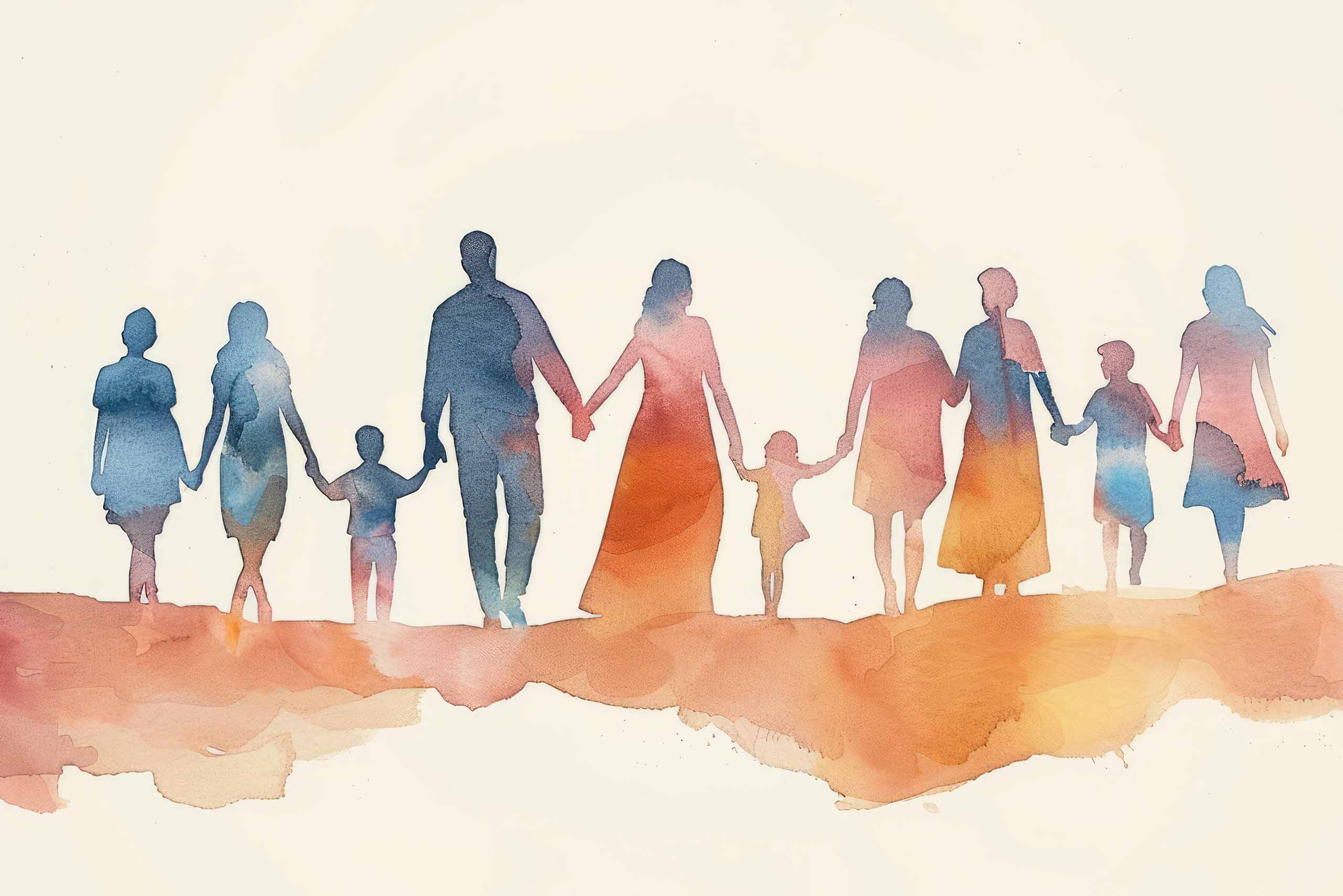 Illustration of a family walking