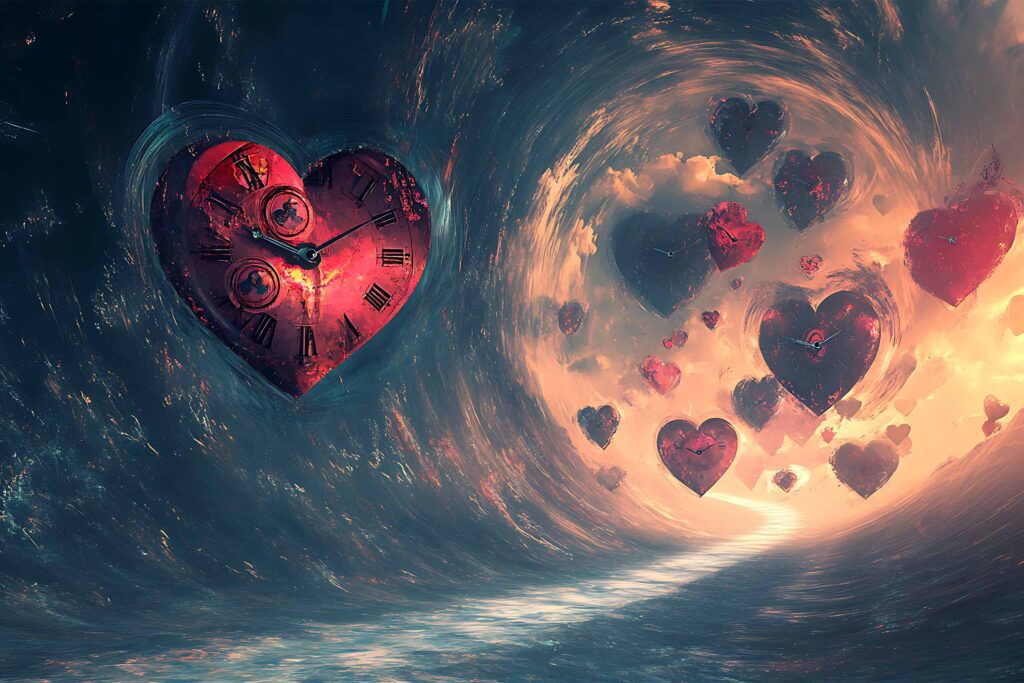 Heart shaped clock illustration