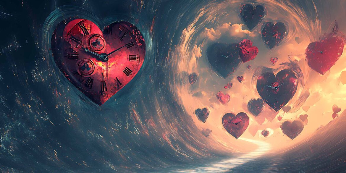 Heart shaped clock illustration