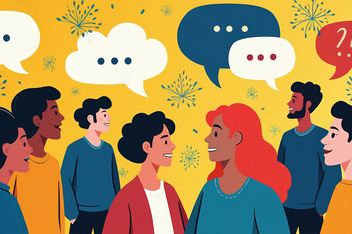 People having positive conversation