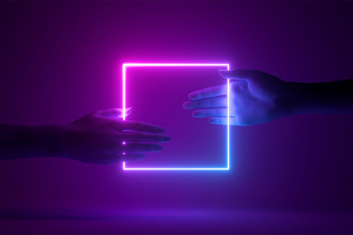 two hands and a square