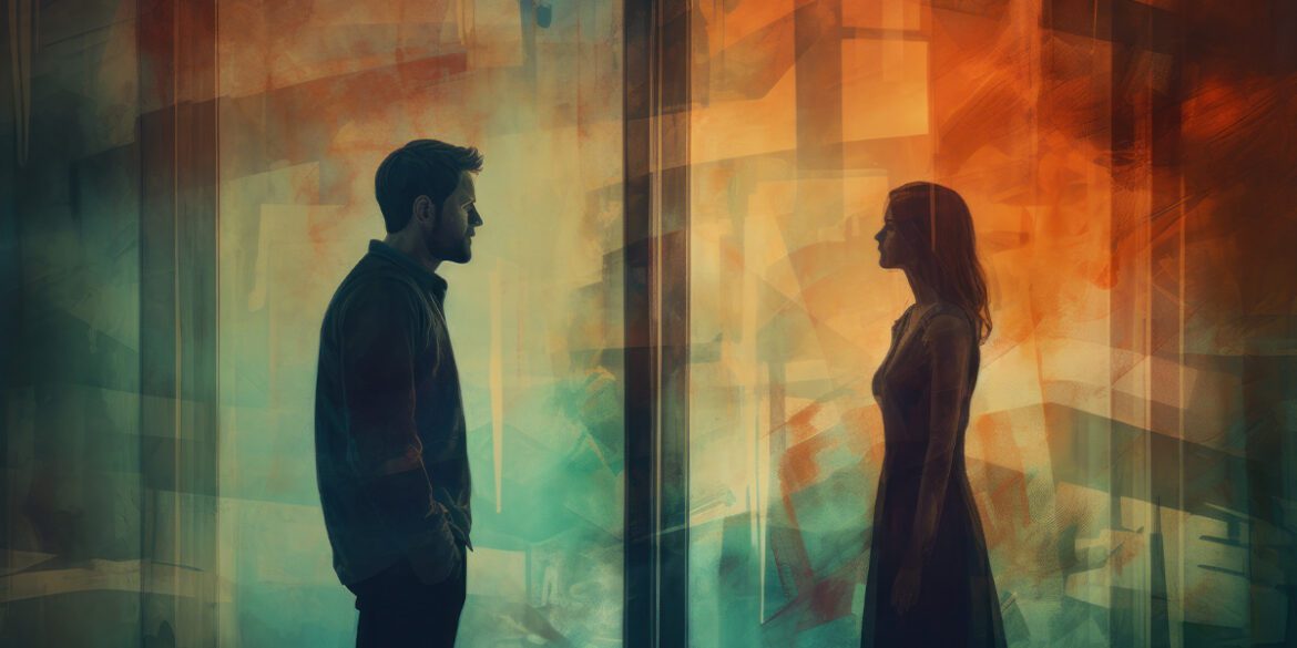 Couple with wall in between them