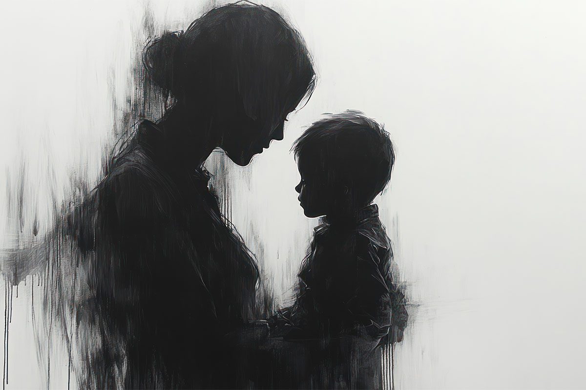 Mother and baby silhouette