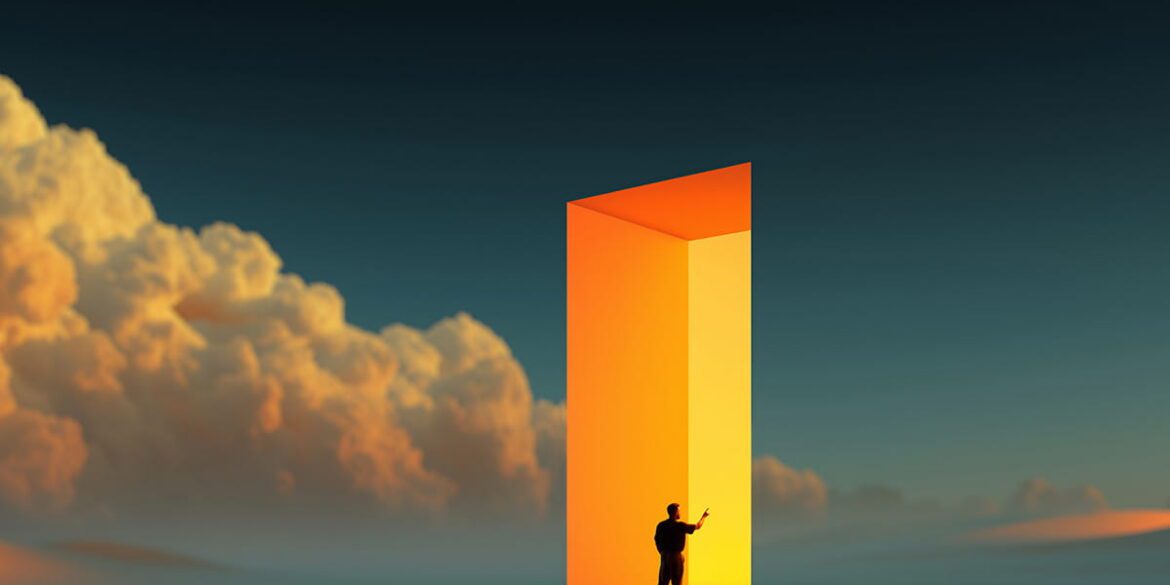 Walking through a door in the sky